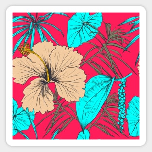 Tropical exotic flowers and leaves Sticker